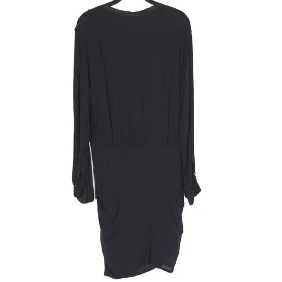 ISABEL MARANT ETOILE Knee-Length Black Ruffle‎ Pleated Dress Size 40 SILK Blend